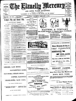 cover page of Llanelly Mercury published on February 2, 1899