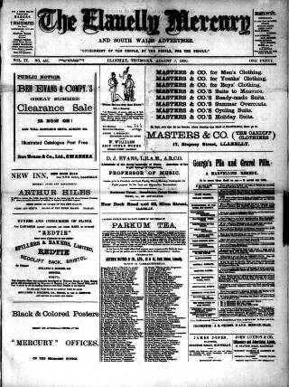 cover page of Llanelly Mercury published on August 2, 1900