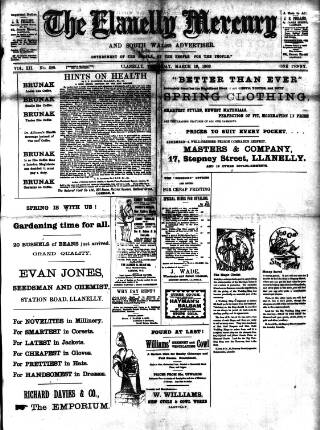 cover page of Llanelly Mercury published on March 19, 1903