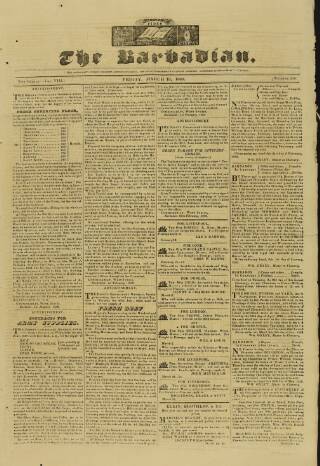 cover page of Barbadian published on March 19, 1830