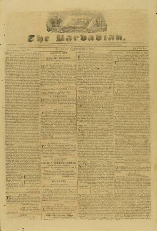 cover page of Barbadian published on November 2, 1830