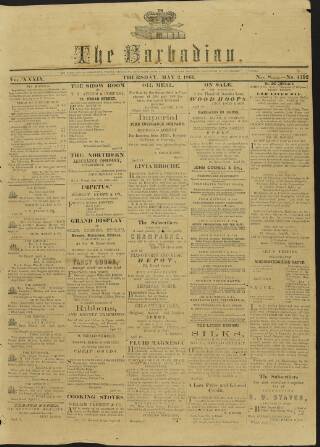 cover page of Barbadian published on May 2, 1861