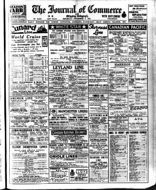 cover page of Liverpool Journal of Commerce published on November 2, 1933