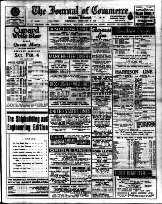 cover page of Liverpool Journal of Commerce published on February 2, 1939