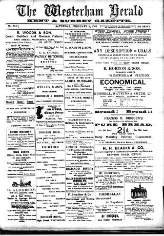 cover page of Westerham Herald published on February 2, 1907