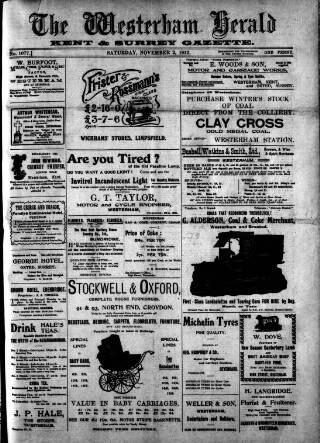 cover page of Westerham Herald published on November 2, 1912