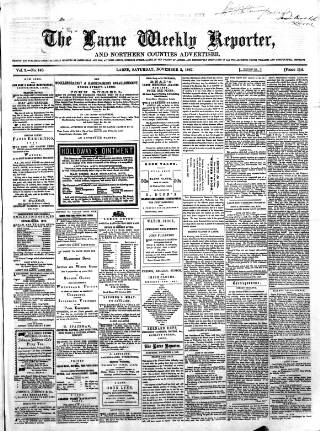 cover page of Larne Reporter and Northern Counties Advertiser published on November 2, 1867