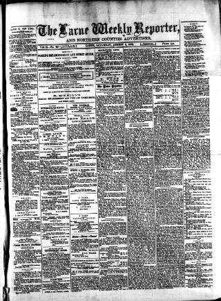 cover page of Larne Reporter and Northern Counties Advertiser published on August 2, 1879