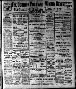 cover page of Cornish Post and Mining News published on February 2, 1924