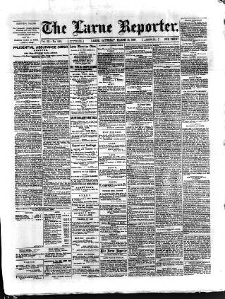 cover page of Larne Reporter and Northern Counties Advertiser published on March 19, 1887