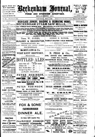 cover page of Beckenham Journal published on May 2, 1891