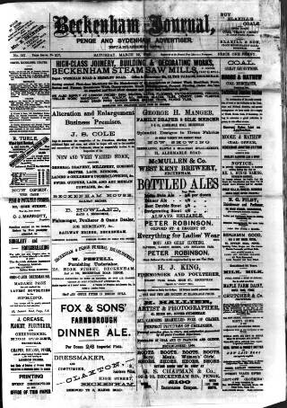cover page of Beckenham Journal published on March 19, 1892