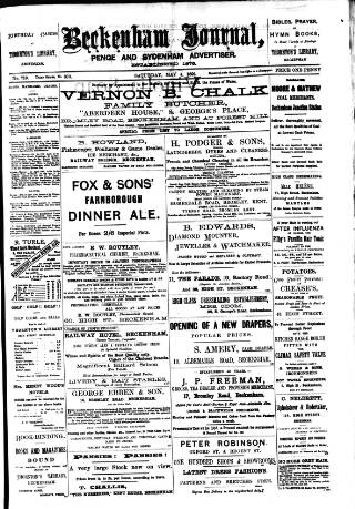 cover page of Beckenham Journal published on May 4, 1895
