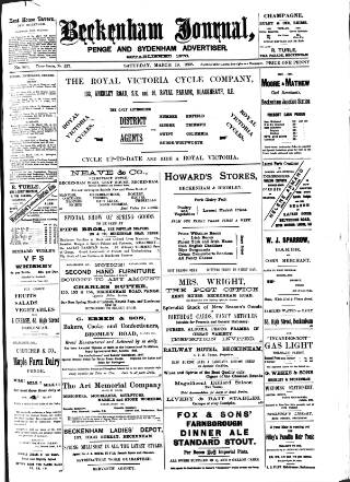 cover page of Beckenham Journal published on March 19, 1898