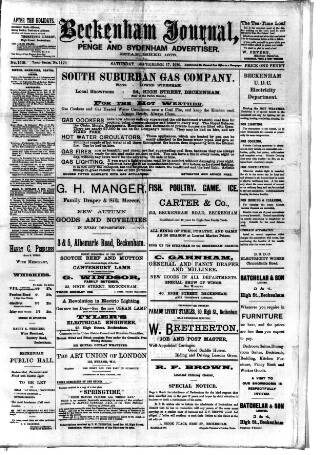 cover page of Beckenham Journal published on September 17, 1910