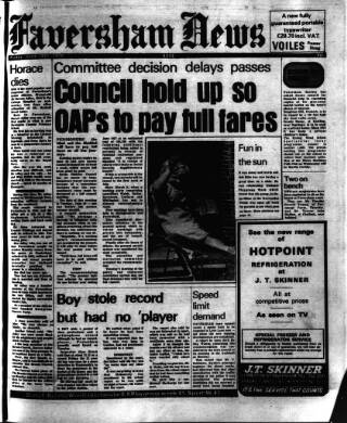 cover page of Faversham News published on June 18, 1976