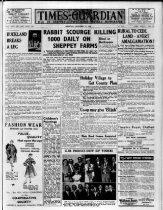 cover page of Sheerness Times Guardian published on September 17, 1954