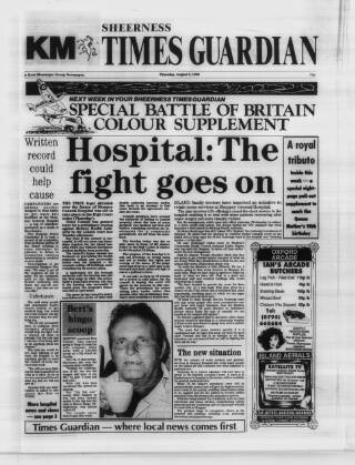 cover page of Sheerness Times Guardian published on August 2, 1990