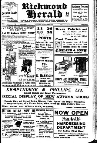 cover page of Richmond Herald published on September 17, 1932