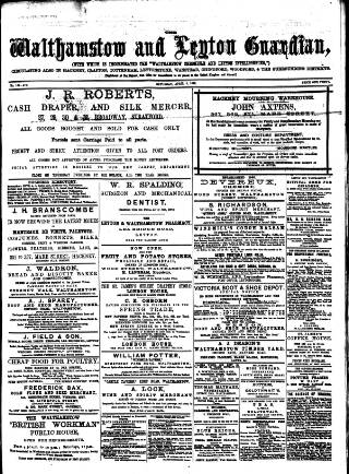 cover page of Walthamstow and Leyton Guardian published on April 5, 1879