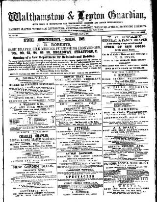 cover page of Walthamstow and Leyton Guardian published on May 2, 1885