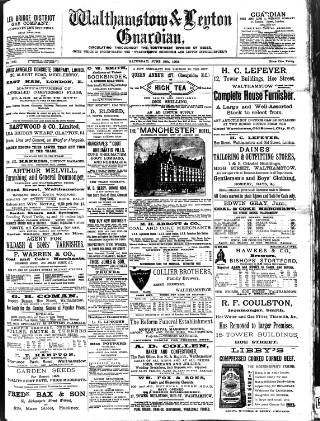 cover page of Walthamstow and Leyton Guardian published on June 18, 1892