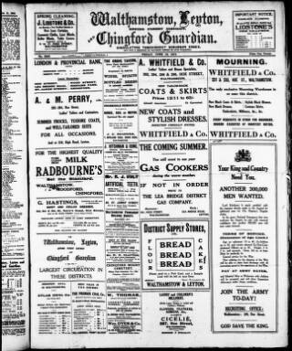 cover page of Walthamstow and Leyton Guardian published on June 18, 1915