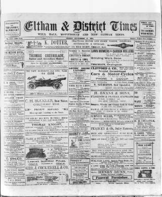 cover page of Eltham & District Times published on September 17, 1915