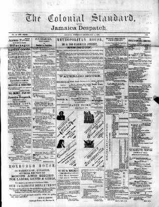 cover page of Colonial Standard and Jamaica Despatch published on May 2, 1883