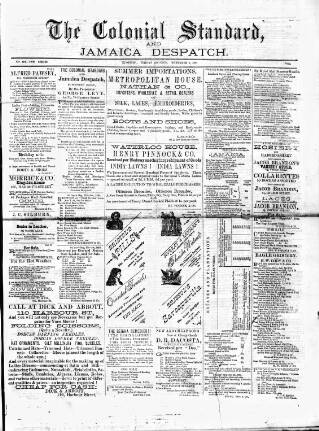 cover page of Colonial Standard and Jamaica Despatch published on November 2, 1883