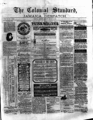 cover page of Colonial Standard and Jamaica Despatch published on August 2, 1884
