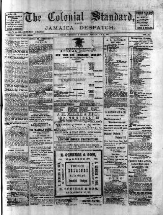 cover page of Colonial Standard and Jamaica Despatch published on February 2, 1893