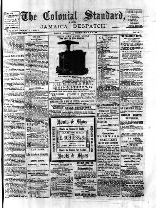 cover page of Colonial Standard and Jamaica Despatch published on May 4, 1893