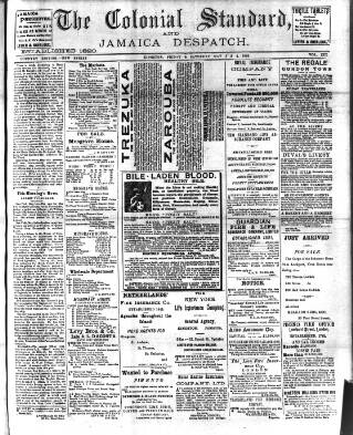 cover page of Colonial Standard and Jamaica Despatch published on May 4, 1895
