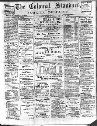 cover page of Colonial Standard and Jamaica Despatch published on June 18, 1895
