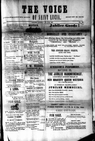cover page of Voice of St. Lucia published on June 18, 1887