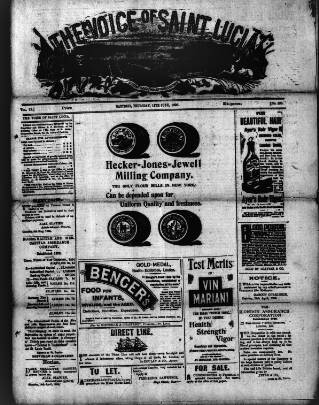 cover page of Voice of St. Lucia published on June 18, 1896