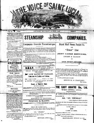cover page of Voice of St. Lucia published on May 2, 1908