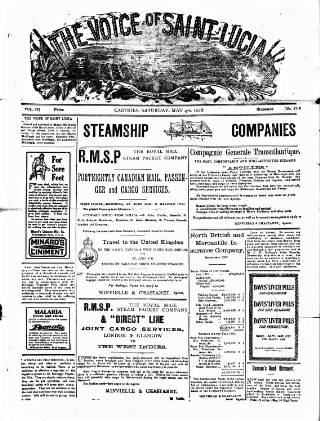 cover page of Voice of St. Lucia published on May 4, 1918