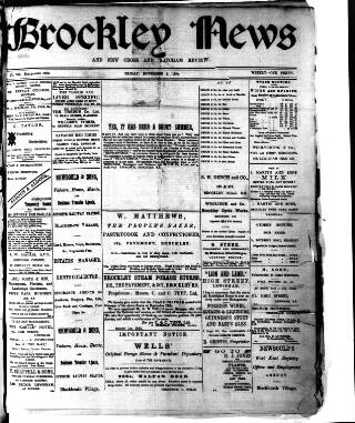cover page of Brockley News published on November 2, 1894