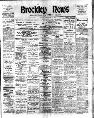 cover page of Brockley News published on September 17, 1909