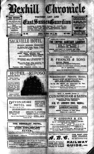 cover page of Bexhill-on-Sea Chronicle published on May 2, 1914