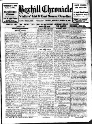cover page of Bexhill-on-Sea Chronicle published on March 19, 1921