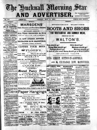 cover page of Hucknall Morning Star and Advertiser published on May 2, 1890