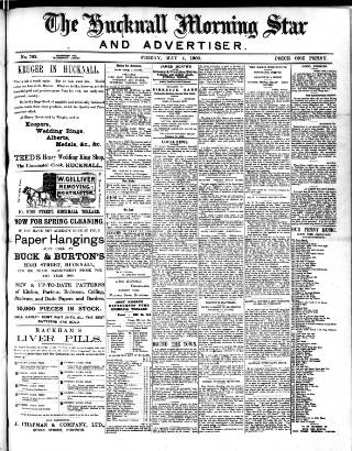 cover page of Hucknall Morning Star and Advertiser published on May 4, 1900