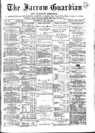 cover page of Jarrow Guardian and Tyneside Reporter published on May 2, 1874
