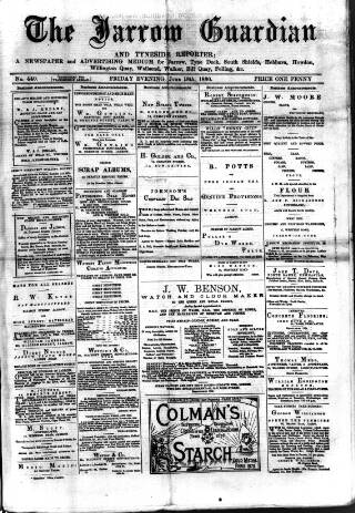 cover page of Jarrow Guardian and Tyneside Reporter published on June 18, 1880