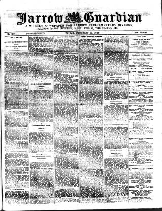 cover page of Jarrow Guardian and Tyneside Reporter published on February 11, 1910