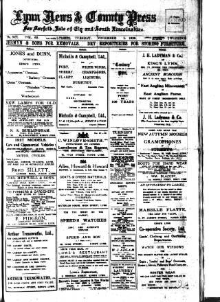 cover page of Lynn News & County Press published on November 2, 1926