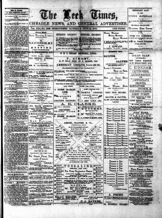 cover page of Leek Times published on June 18, 1892